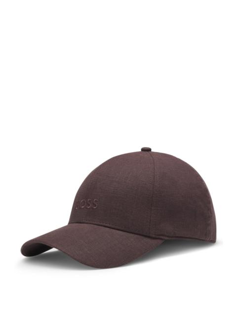 BOSS EMBROIDERED-LOGO CAP IN LINEN