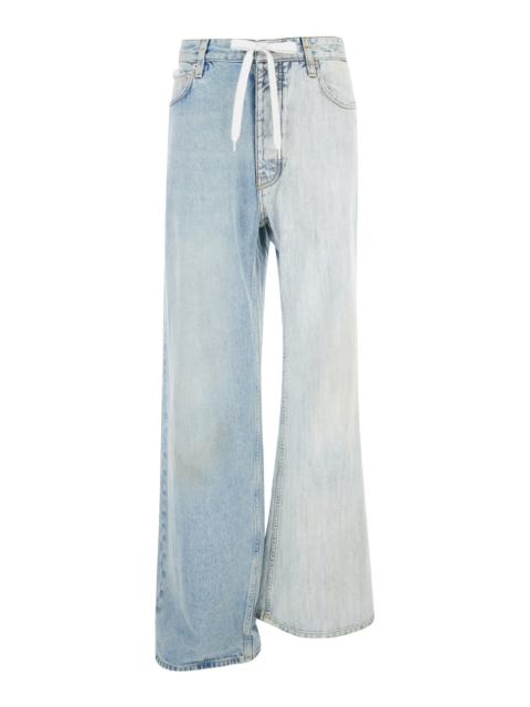 Balenciaga 'Fifty-Fifty' Light Blue Jeans With Asymmetric Legs In Denim Women