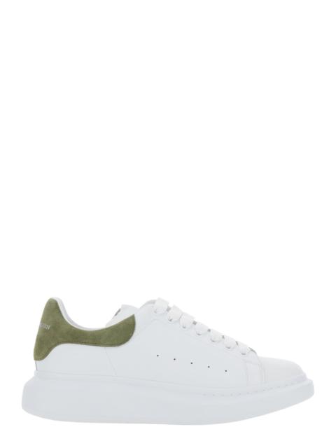 Alexander McQueen Alexander Mcqueen Men White Low-Top Sneakers With Chunky Sole And Green Contrasting Heel Tab In Leat