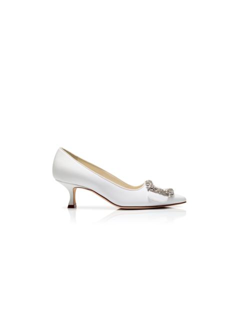 Manolo Blahnik Cream Crepe De Chine Buckle Detail Pumps