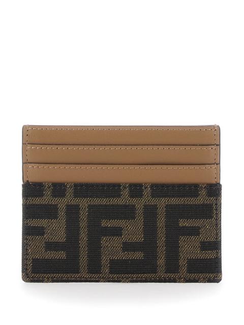 FENDI Fendi Women Brown Card Holder With All-Over Ff Motif In Fabric And Leather Woman