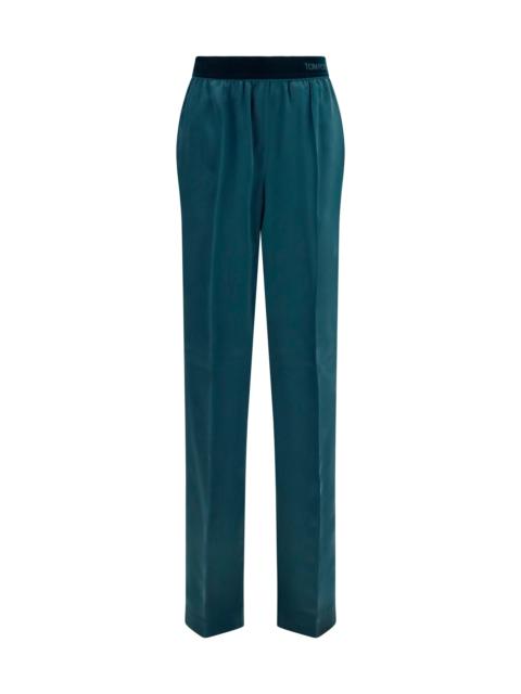 TOM FORD Tom Ford Stretch Silk Satin Pants Teal