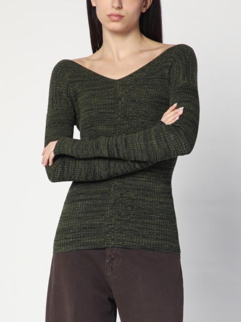 6397 Double-V military green sweater