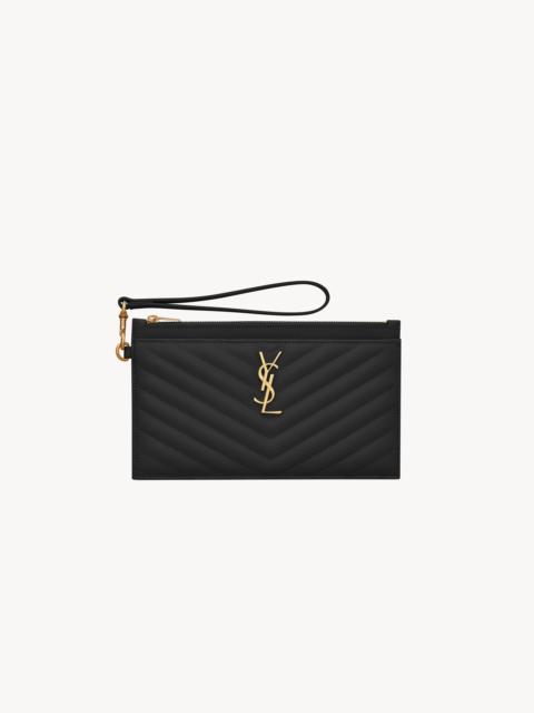 SAINT LAURENT CASSANDRE MATELASSÉ LARGE POUCH IN GRAIN DE POUDRE LEATHER
