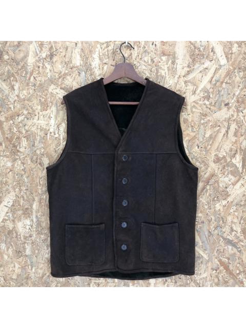 Other Designers Vintage - Vintage Leather Vest Shearling Made In Bulgaria