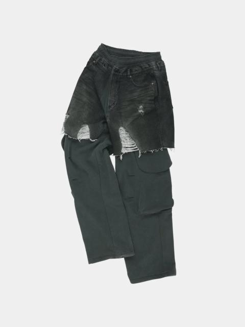 Andersson Bell Unisex Rugged Denim-Inset Sweatpants