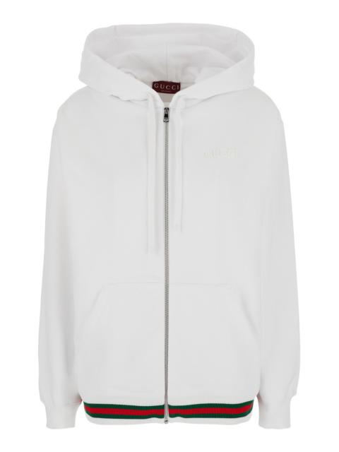 GUCCI Gucci Women White Sweatshirt With Logo Imprinted On The Front And Web Detail On The Edge In Cotton M