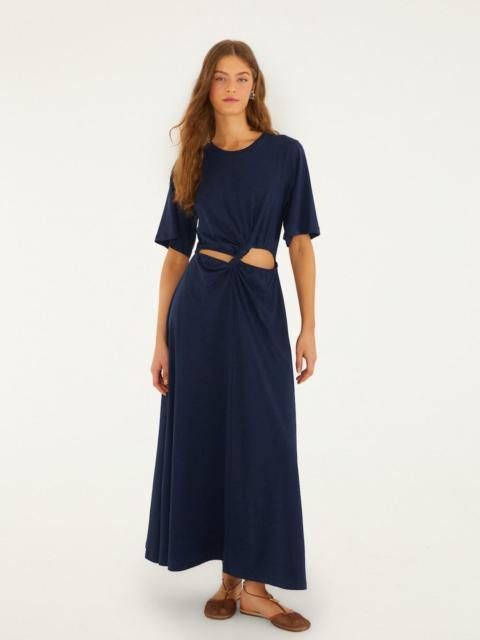 FARM RIO Dark Blue Cut-Out Short Sleeve Maxi Dress