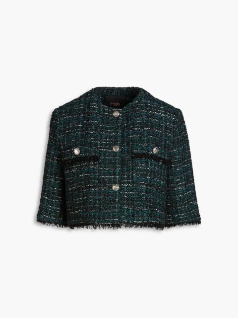 maje Cropped metallic boucle-tweed jacket