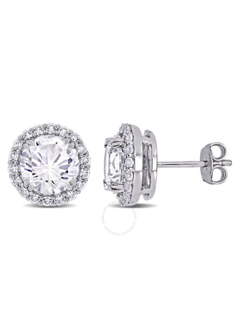 Other Designers AMOUR 5 1/2 CT TGW Created White Sapphire Halo Stud Earrings In Sterling Silver
