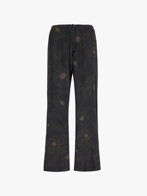 Puvis Bis floral-pattern wide-leg silk trousers