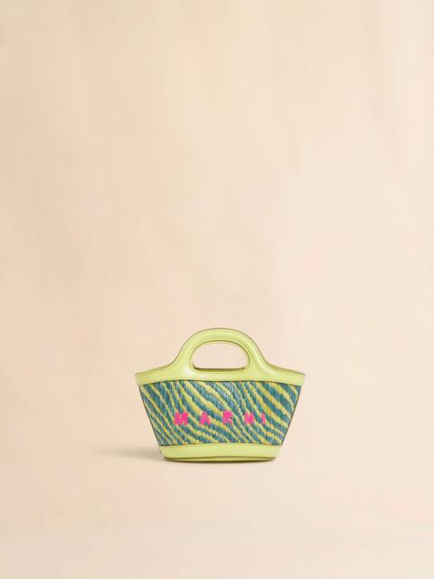 Marni GREEN WAVY RAFFIA-EFFECT TROPICALIA MICRO BAG