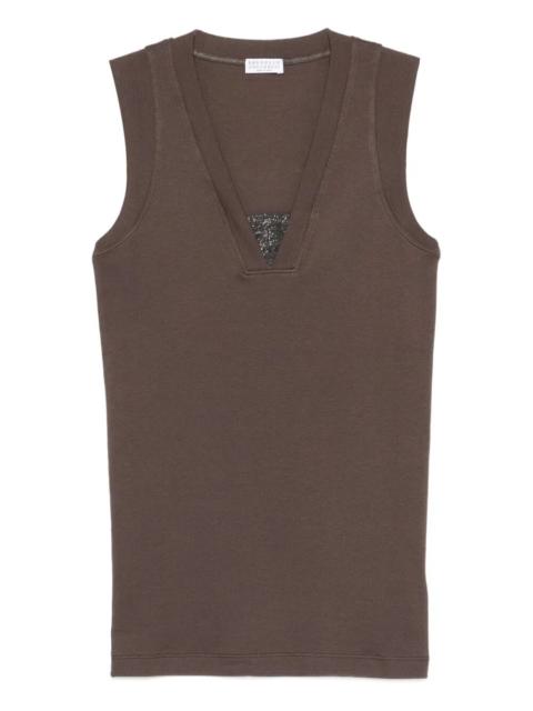 Brunello Cucinelli Brunello Cucinelli Women Stretch Cotton Jersey Tank Top With Precious Faux-Layering