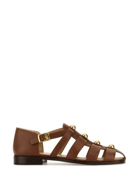 Valentino Brown leather Studshield sandals
