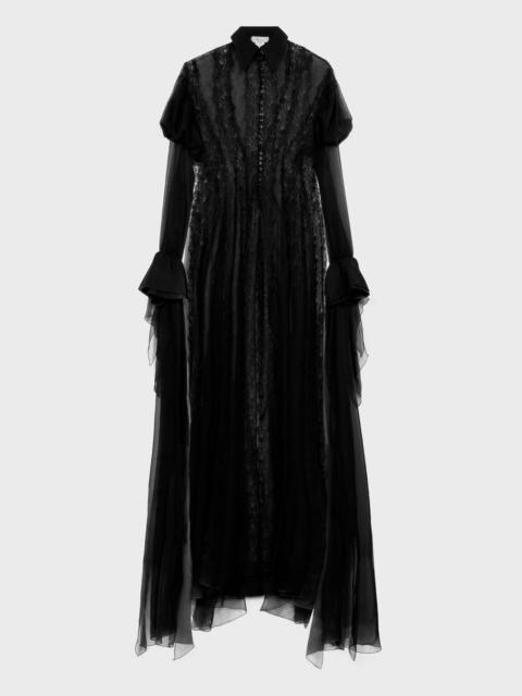 Blumarine CHIFFON AND LACE SHIRT DRESS