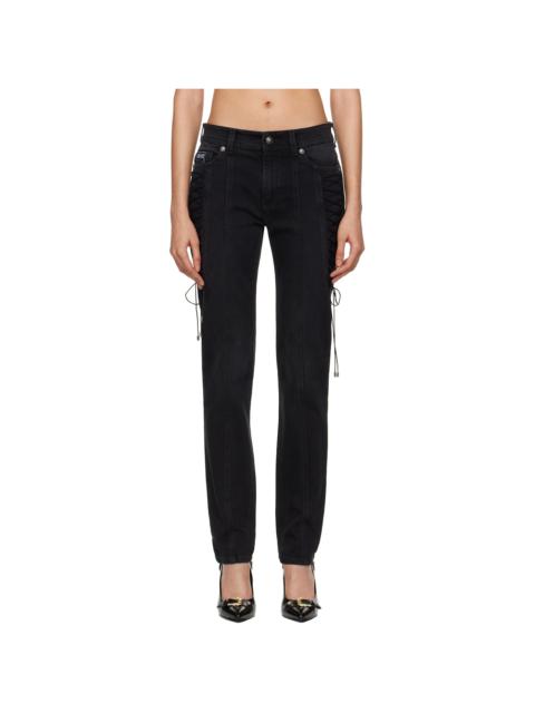 VERSACE JEANS COUTURE Black Lace-Up Slim-Fit Jeans