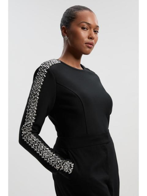 KAREN MILLEN Plus Size Figure Form Bandage Knit Embellished Top