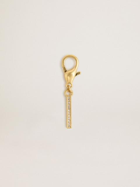 Golden Goose Letter I charm in gold-colored brass with crystals