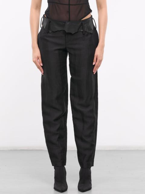 Yohji Yamamoto Gabardine Leather Detail Pants