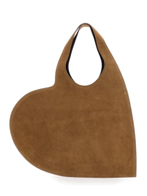 COPERNI Coperni Women Brown Heart Shaped Shoulder Bag With Cut-Out On The Handle In Suede Woman