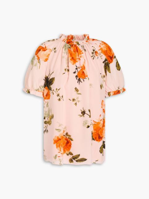 Erdem Ruffled floral-print silk crepe de chine top