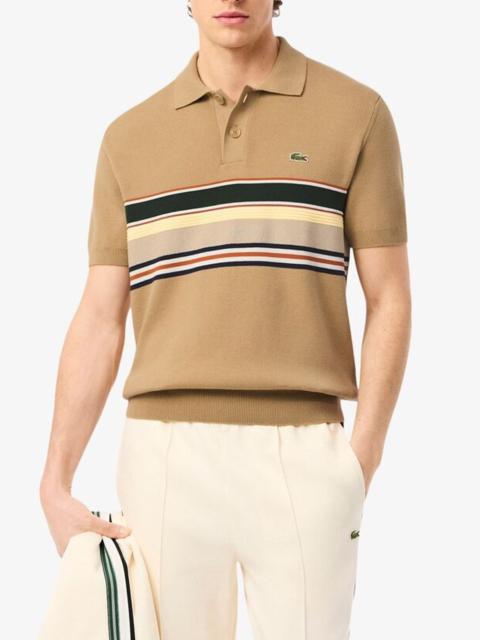 LACOSTE Lacoste Short Sleeve Cotton & Wool Polo Sweater in 9Ij Viennese/Lapland-Navy Blu at Nordstrom