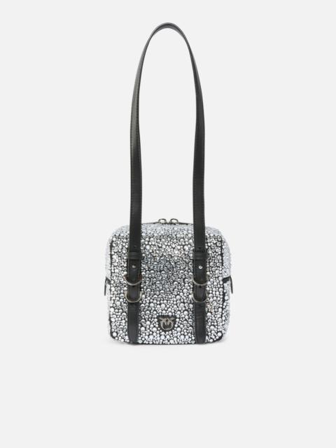 PINKO CUBIC BAG FULLY RHINESTONED CROSSBODY BAG