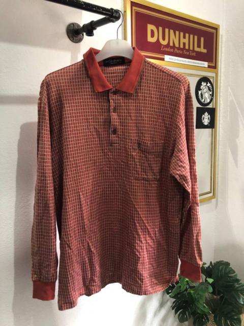 Other Designers Designer - Yves Saint Lauren small plaid long sleeve polo shirt