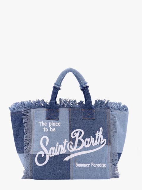 MC2 SAINT BARTH - Mc2 Saint Barth Vanity Patchwork Denim Handbag With Logo Print