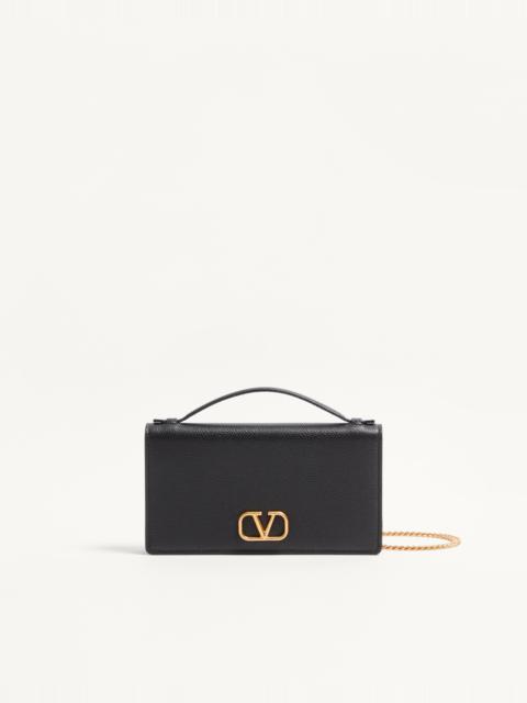 Valentino VLOGO SIGNATURE GRAINY CALFSKIN WALLET WITH CHAIN