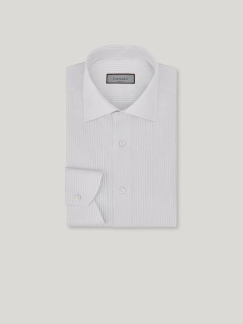 Canali WHITE AND LIGHT BLUE REGULAR FIT IMPECCABILE COTTON SHIRT