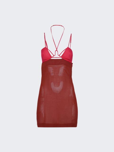 NENSI DOJAKA U Wire Bra Mini Dress Burnt Tangerine And Hot Pink