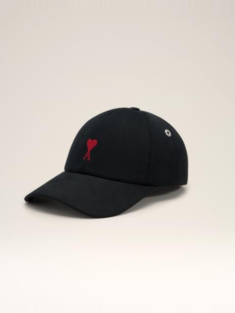 AMI Paris BLACK COTTON AMI DE COEUR EMBROIDERY CAP