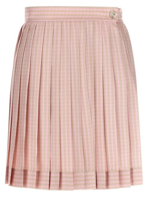 スカート VERSACE 'Versace Treasure' skirt Pink 10008291A13367 VERSACE Treasure $1690 Pink Silk Pinstripe Mini Skirt New
