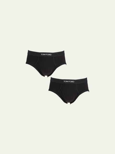 TOM FORD Men's 2-Pack Solid Jersey Logo-Waist Briefs