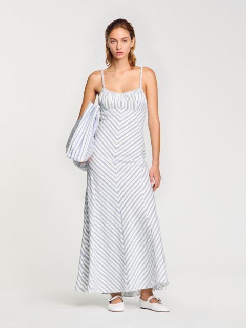 Sandro STRIPED MAXI DRESS WITH STRAPS