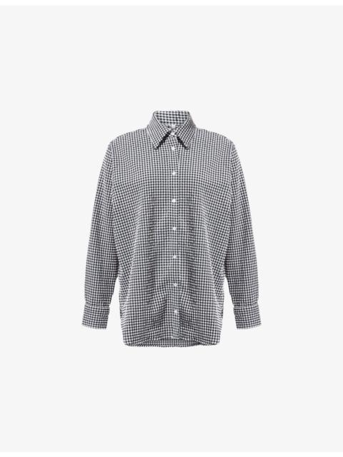 Hunza G Gingham Seersucker Woven Shirt