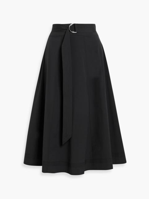 VERONICA BEARD Facia belted cotton-blend poplin midi skirt