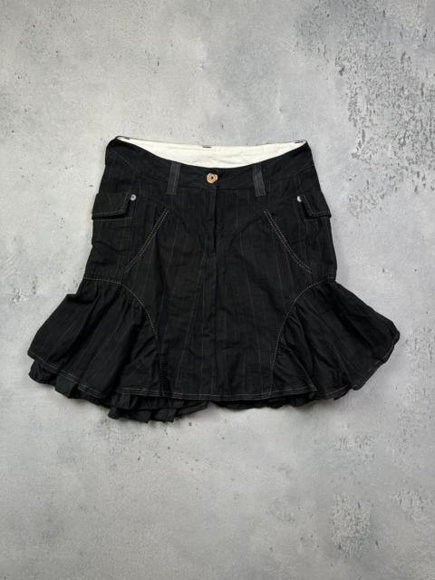 Other Designers Marithe + Francois Girbaud - Marithé + François Girbaud Ruffle Pinstripe Midi Denim Skirt