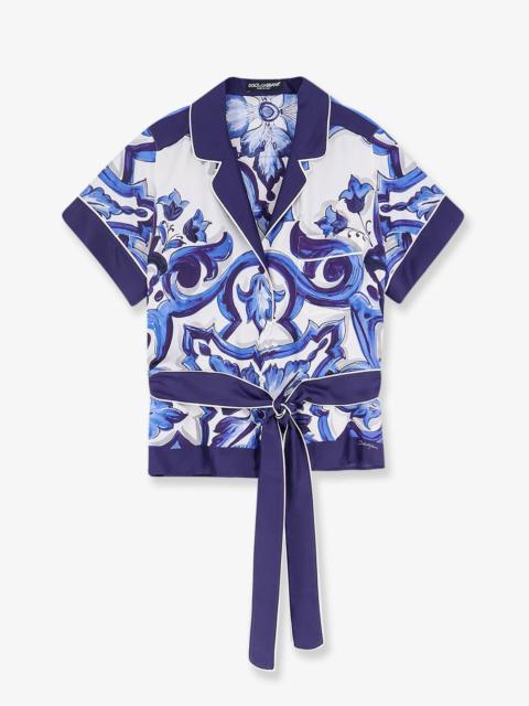 Dolce & Gabbana Dolce & Gabbana Women Silk Shirt With Maiolica Print