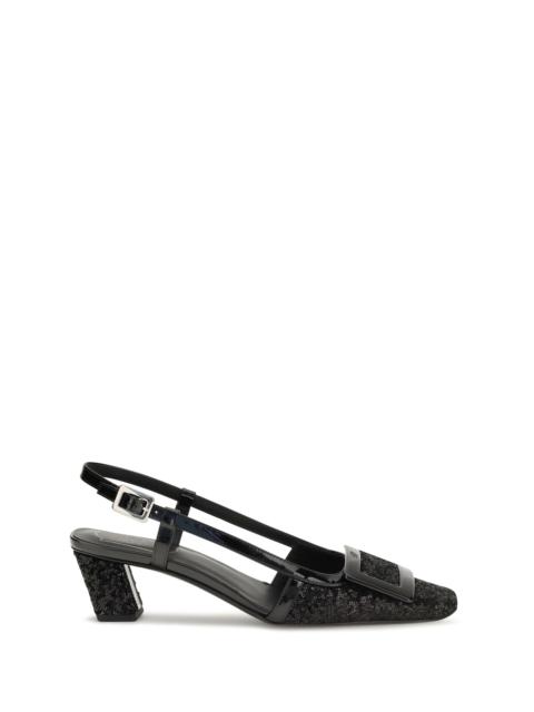 Roger Vivier Roger Vivier Belle Vivier Shiny-effect Slingback Pumps Black