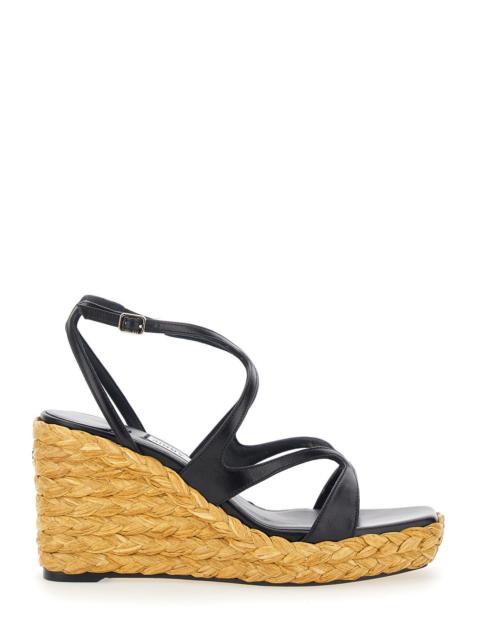 JIMMY CHOO Jimmy Choo Women 'Ayla' Black Wedges With Leather Ankle Strap And High Heel In Leather And Fabric Wo