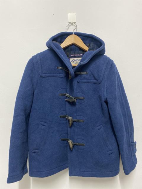 London Tradition Made in England Wool Duffle Coat Blue Toggle Jacket