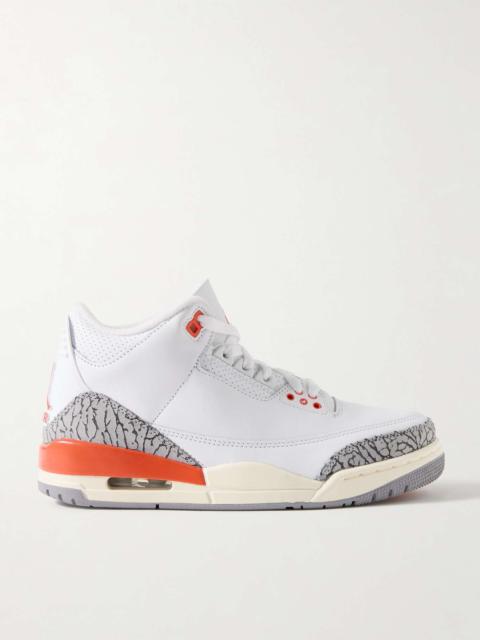 Air Jordan 3 Retro logo-embroidered rubber-trimmed suede and leather sneakers