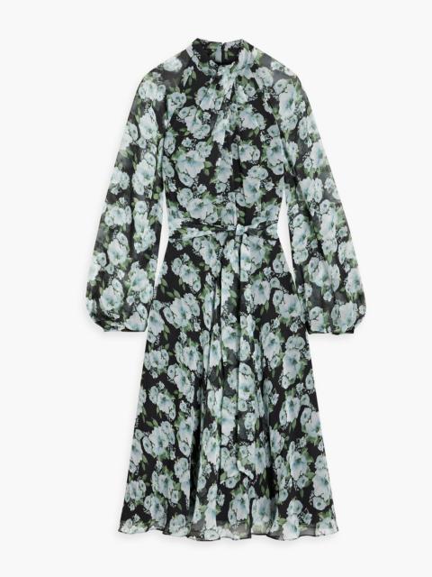 Other Designers Pleated floral-print chiffon midi dress
