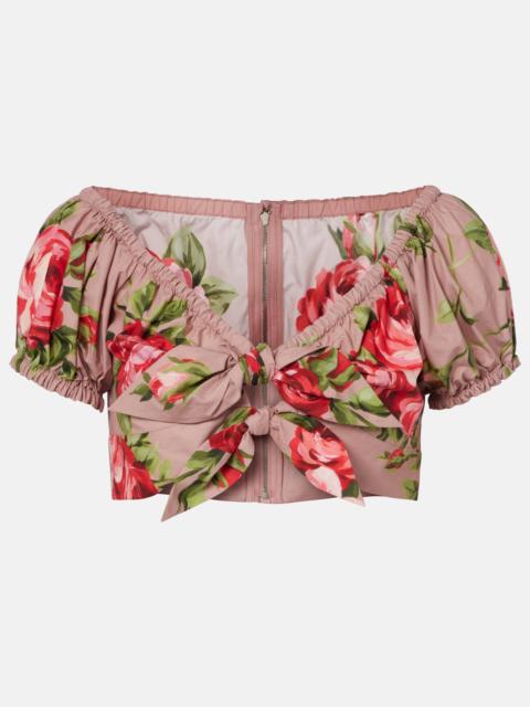 Dolce & Gabbana Floral bow-detail cotton crop top