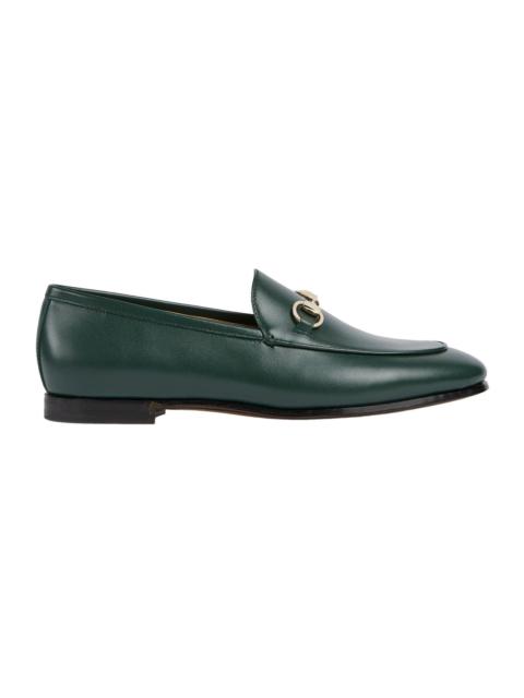 GUCCI GUCCI $1090 Jordaan Women's Green Leather Loafers New & Auth