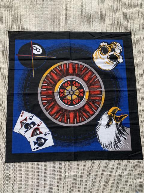 Other Designers Vintage - VTG DEADSTOCK SKULL EAGLE 8BALL POKER BANDANA HANDKERCHIEF