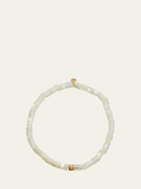 SYDNEY EVAN 14K Yellow Gold Scallop Edge Pave Rondelle and Mother-of-Pearl Bracelet