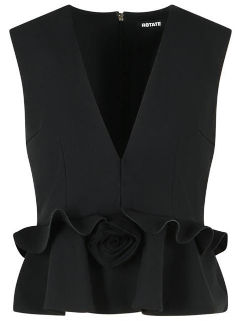 ROTATE Rotate Deep V-Neck Black Polyester Top Women